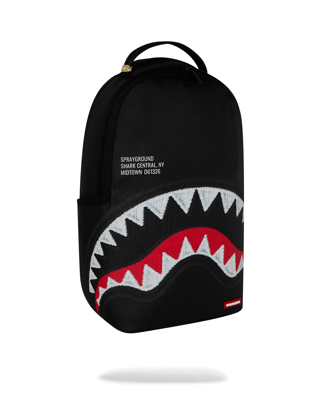 SHARK CENTRAL BLACK EMBROIDERED SHARK BACKPACK