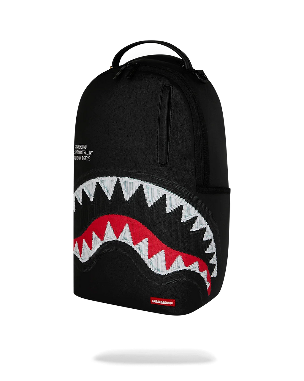 SHARK CENTRAL BLACK EMBROIDERED SHARK BACKPACK