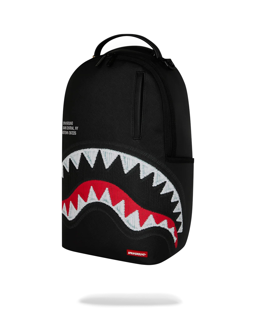 SHARK CENTRAL BLACK EMBROIDERED SHARK BACKPACK