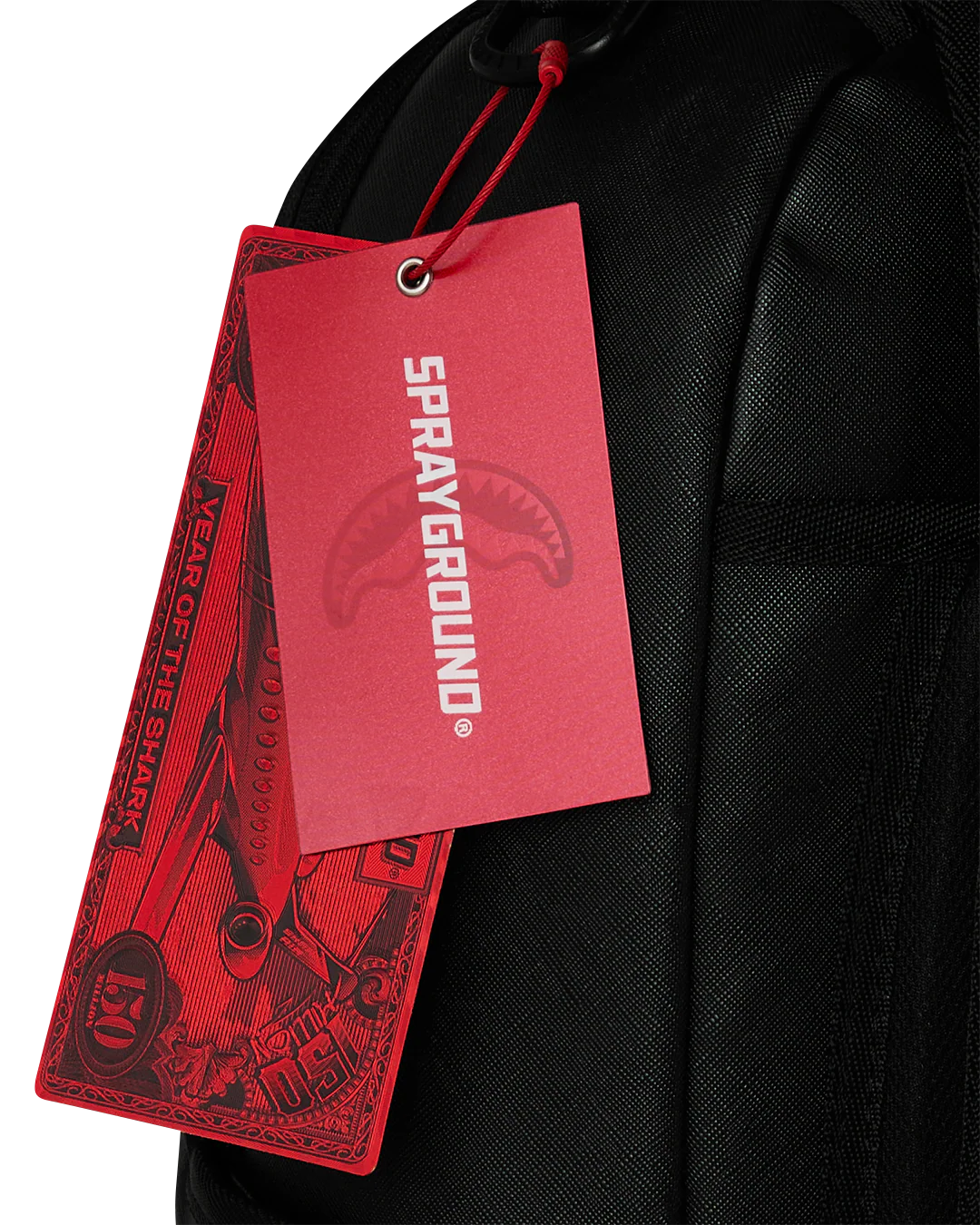 SHARK CENTRAL BLACK EMBROIDERED SHARK BACKPACK
