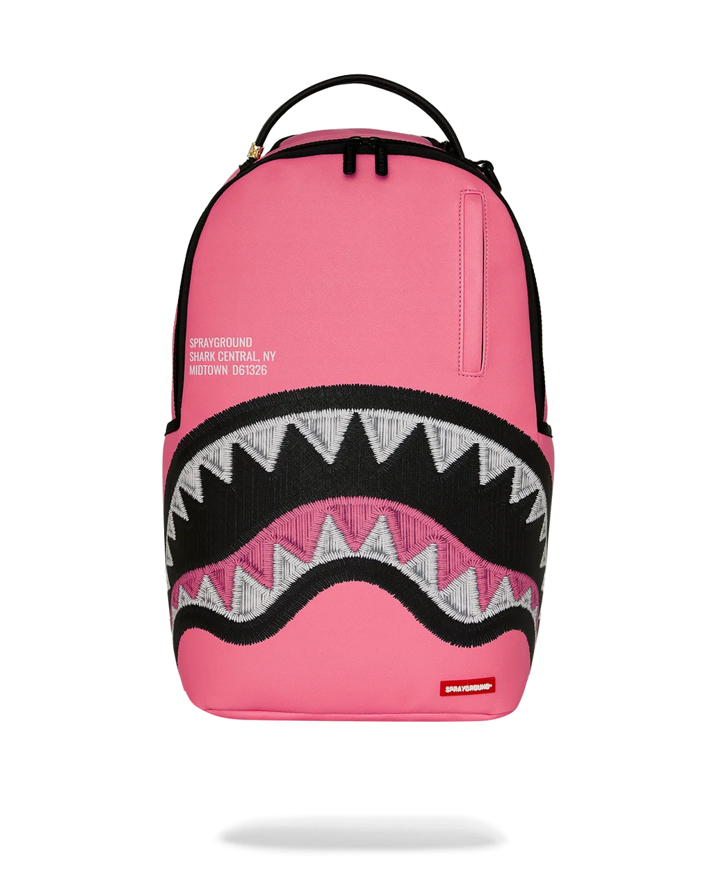 SHARK CENTRAL PINK EMBROIDERED SHARK BACKPACK