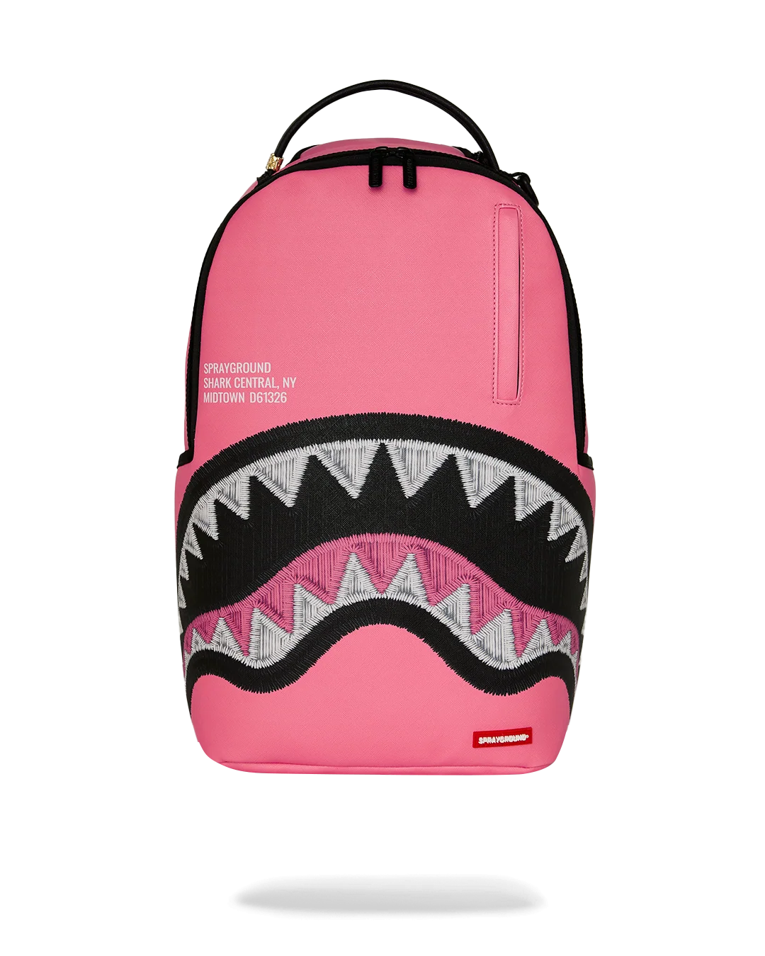 SHARK CENTRAL PINK EMBROIDERED SHARK BACKPACK