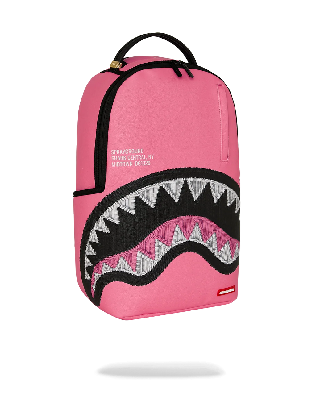 SHARK CENTRAL PINK EMBROIDERED SHARK BACKPACK