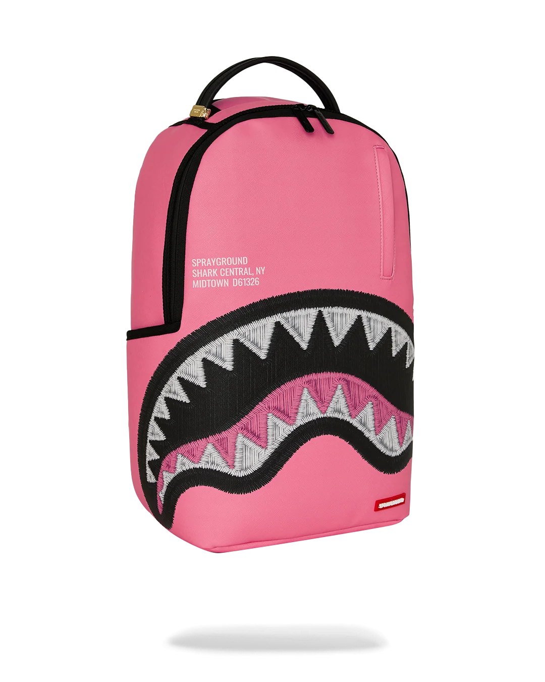 SHARK CENTRAL PINK EMBROIDERED SHARK BACKPACK