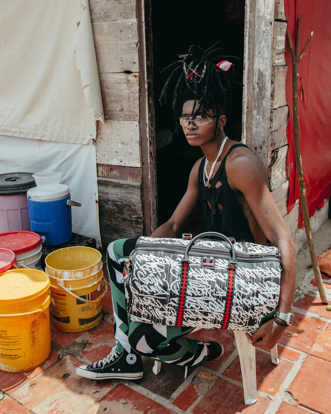 BORSA SPRAYGROUND SCRIBBLE SPUCCI DUFFLE NERO