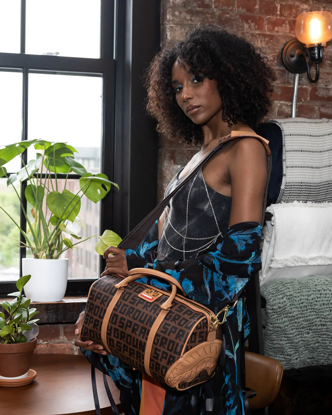 SPLIT INFINITI CHECK MINI DUFFLE