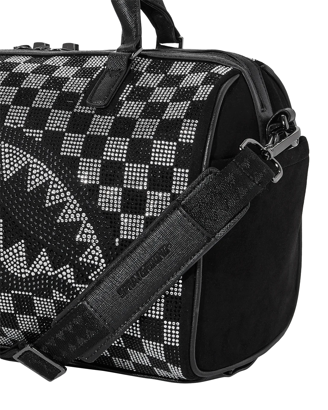 BORSA SPRAYGROUND TRINITY CHECKERED MINI DUFFLE NERO