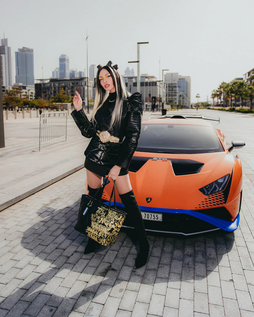 BORSA SPRAYGROUND HALF GRAFF GOLD TOTE NERO