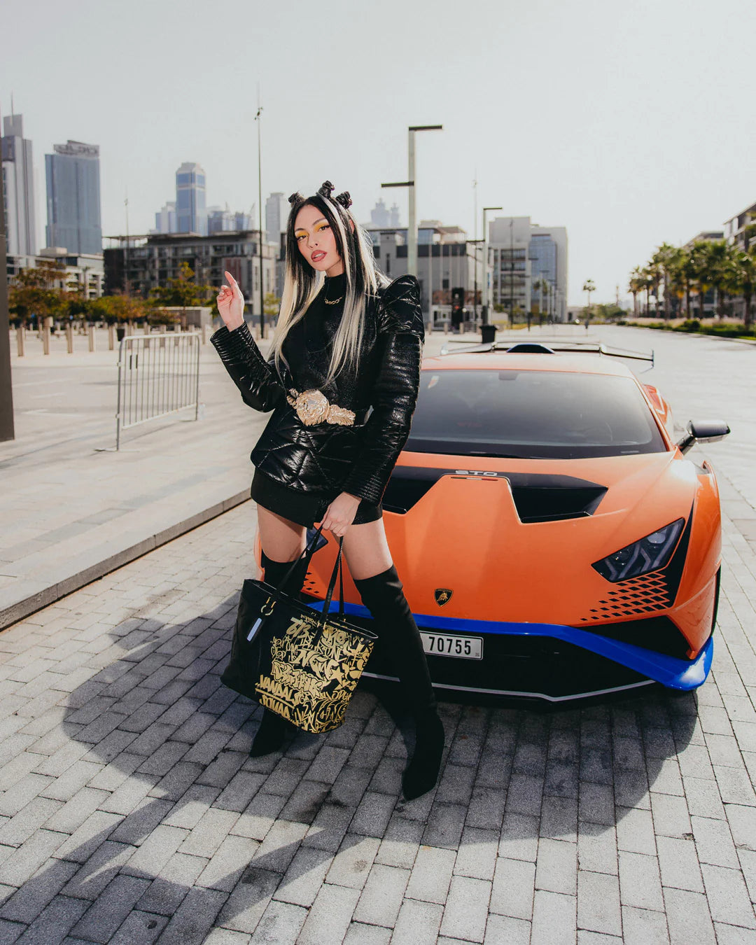 BORSA SPRAYGROUND HALF GRAFF GOLD TOTE NERO