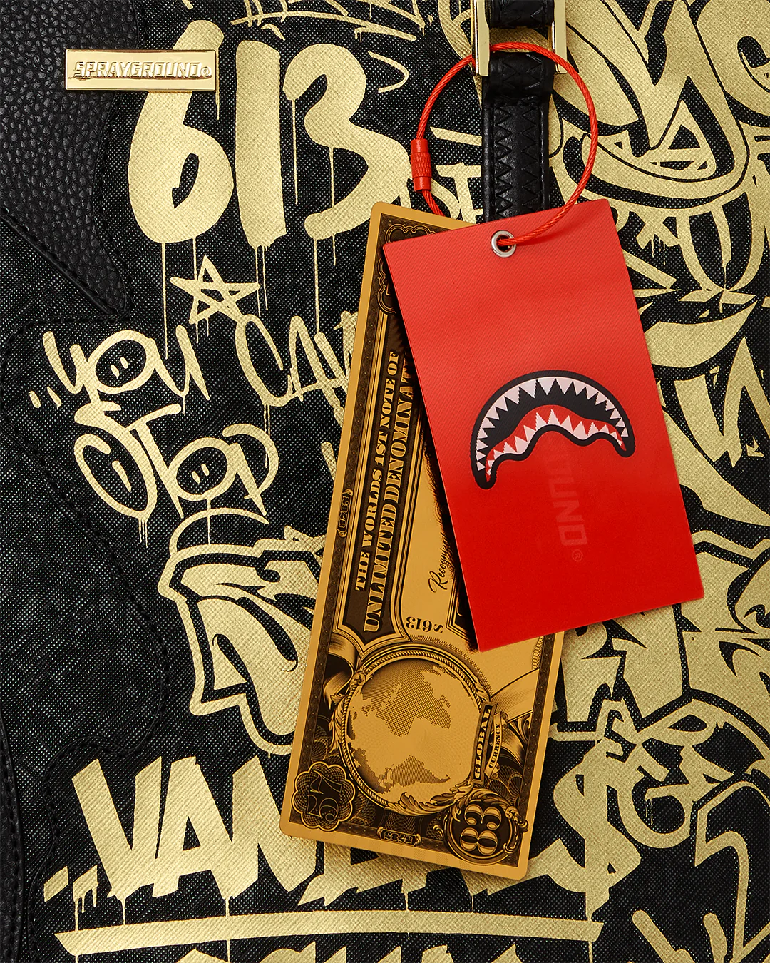 BORSA SPRAYGROUND HALF GRAFF GOLD TOTE NERO