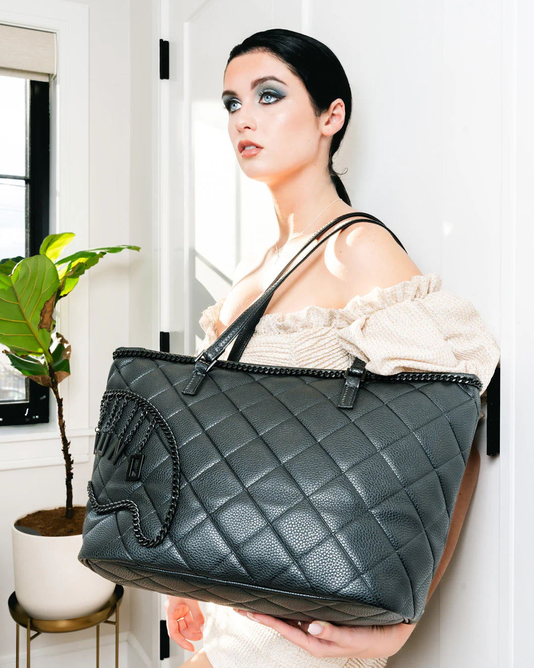 BORSA SPRAYGROUND QUILT WITH 1 LINE STITCH TOTE NERO