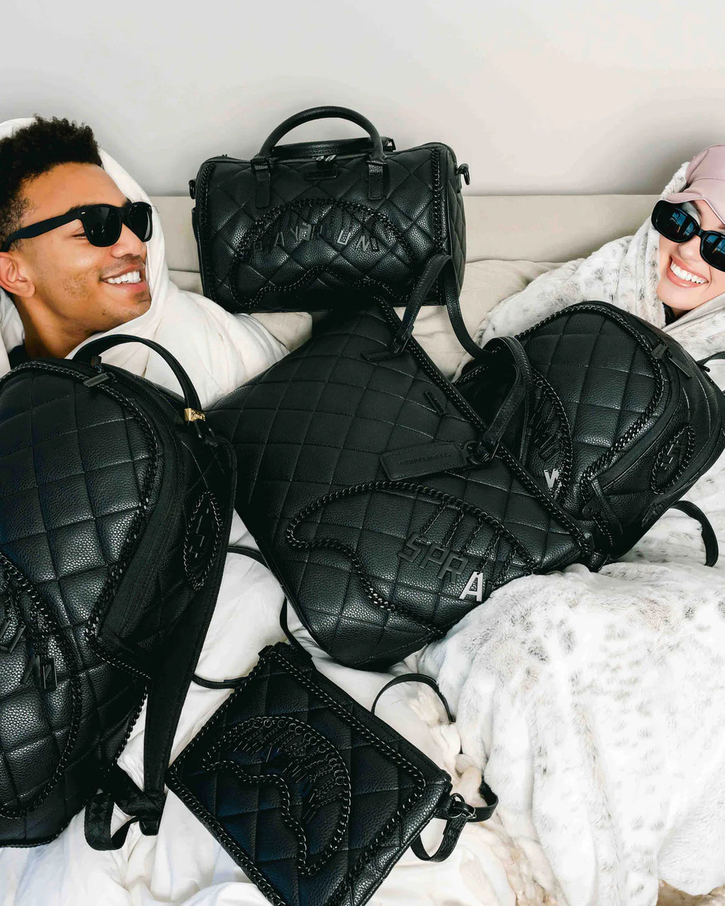 BORSA SPRAYGROUND QUILT WITH 1 LINE STITCH TOTE NERO