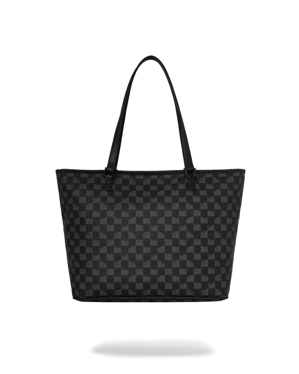 BLACK AND WHITE DRIP CHECK SHARK TOTE