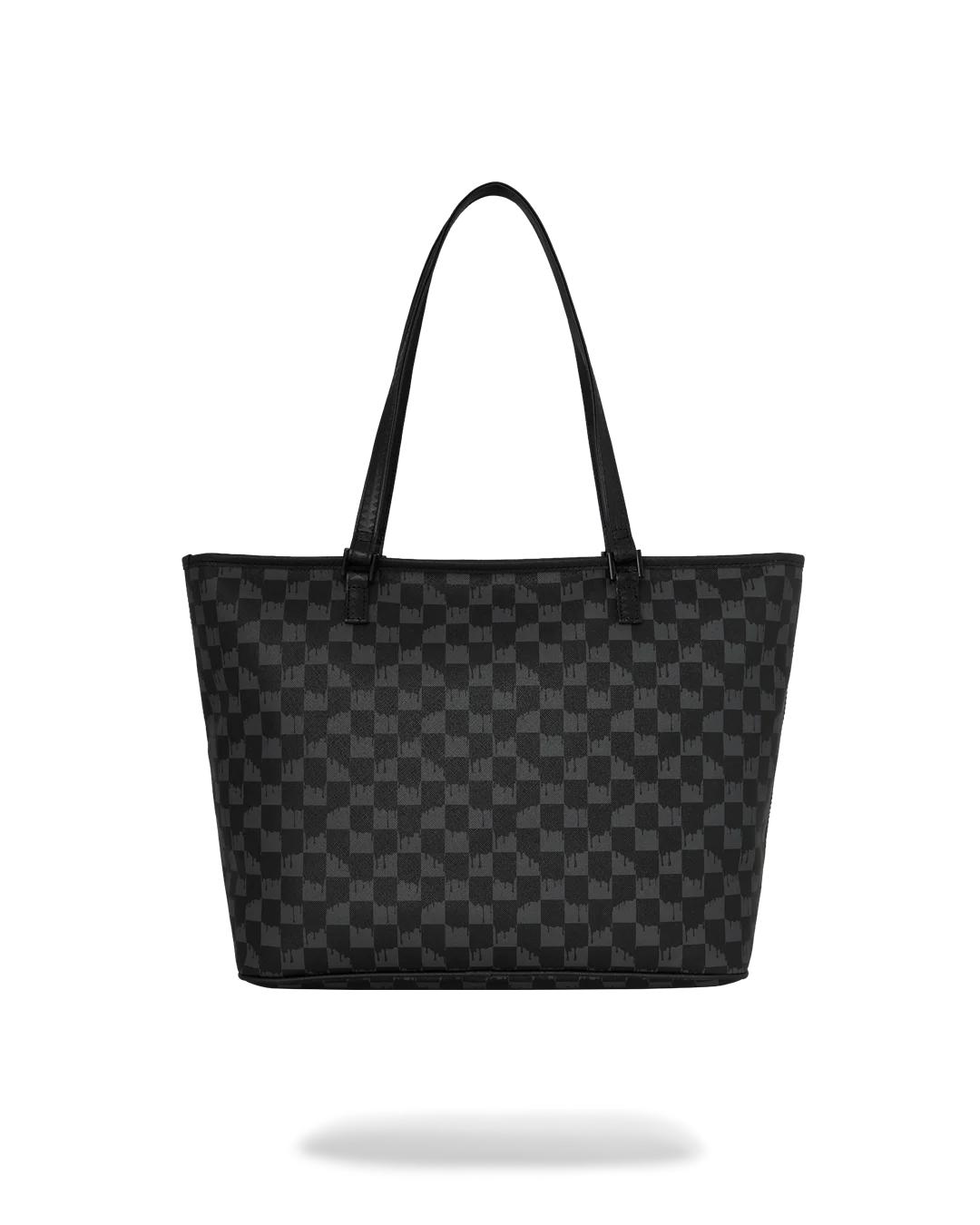 BLACK AND WHITE DRIP CHECK SHARK TOTE