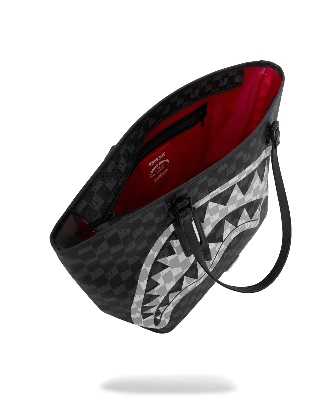 BLACK AND WHITE DRIP CHECK SHARK TOTE