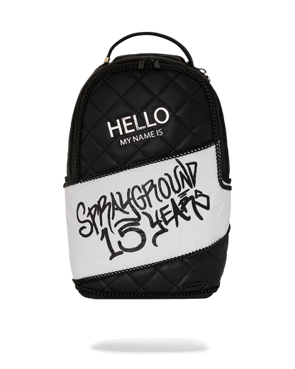 HELLO MY NAME IS 15 YEARS QUILTED BACKPACK