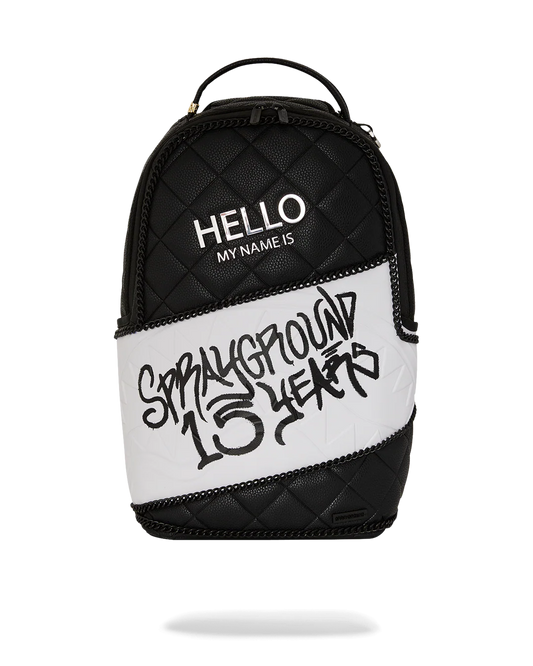 HELLO MY NAME IS 15 YEARS QUILTED BACKPACK