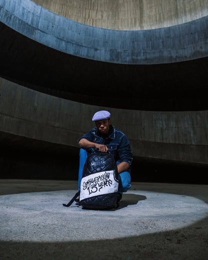 HELLO MY NAME IS 15 YEARS QUILTED BACKPACK