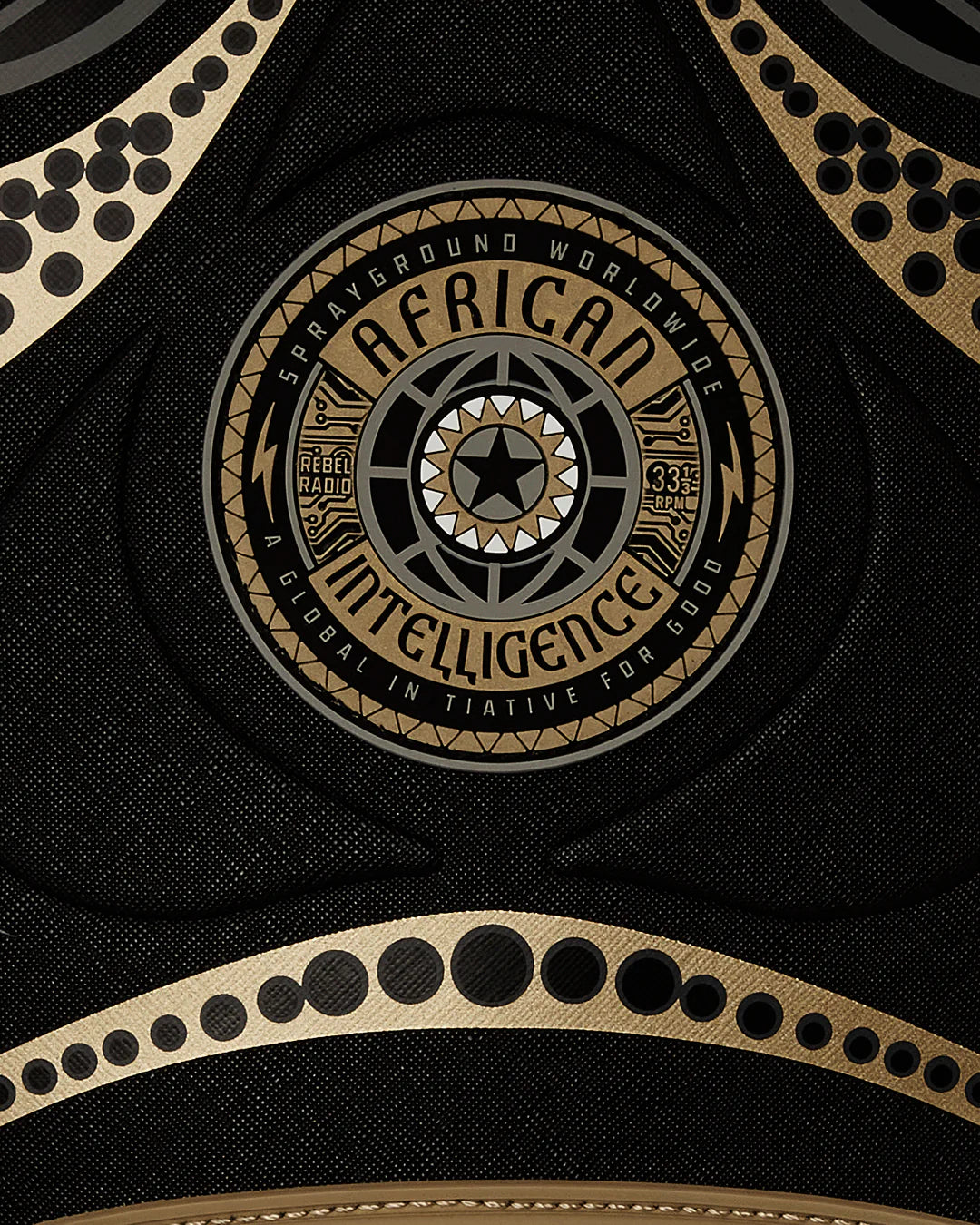 AI WONDERLAND GOLD AND BLACK BACKPACK